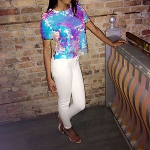 Large Sequin top.